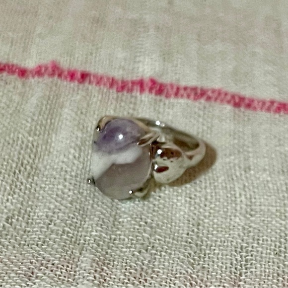 rose quartz & sterling silver ring--size 5 - Picture 4 of 7